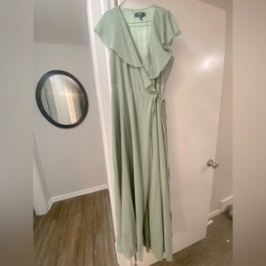 Jade green bridesmaid maxi dress size large 6-8 short sleeved